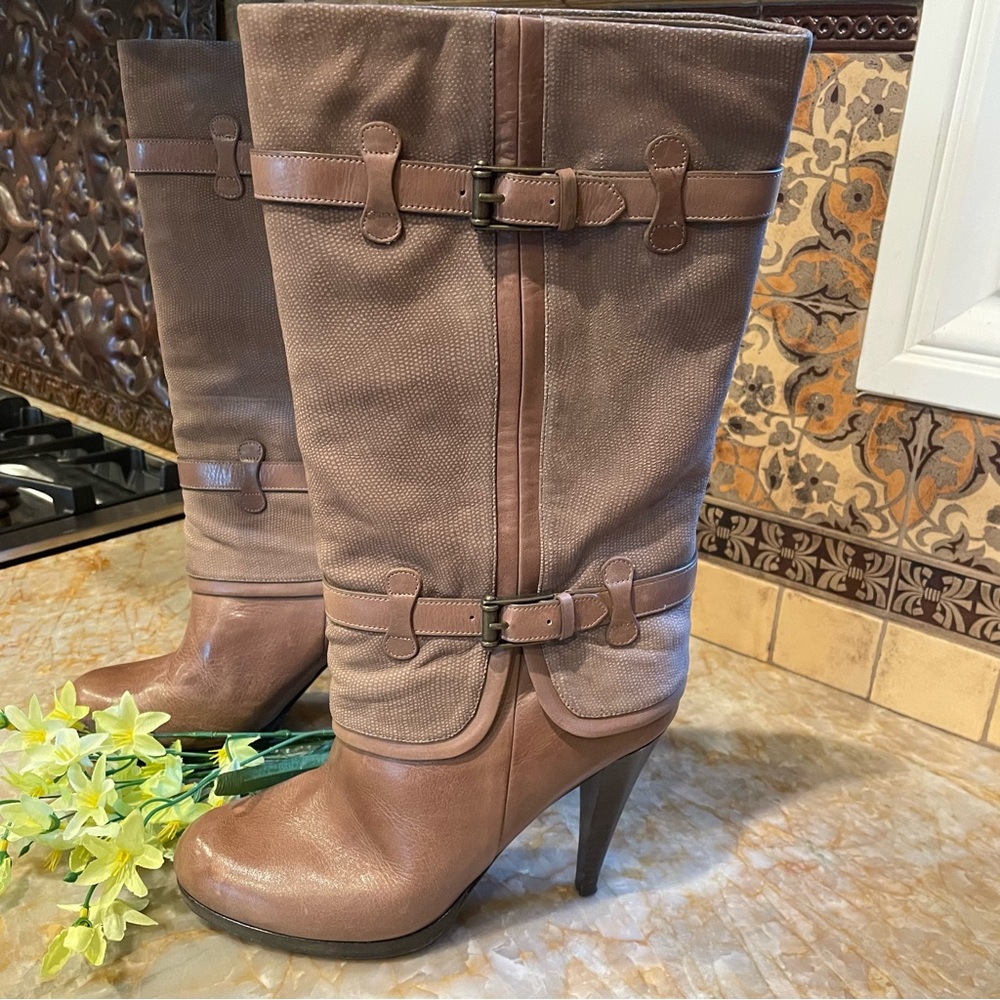 NIB Cole Haan Air Kennedy Stamped Brown Suede Leather Buckle Boot 10B